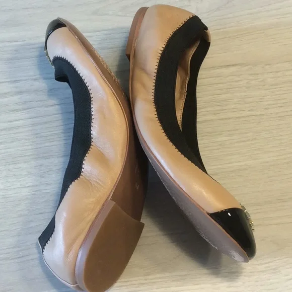 Tory Burch Tan Travel Leather Ballet Slipper Flats - Picture 11 of 16